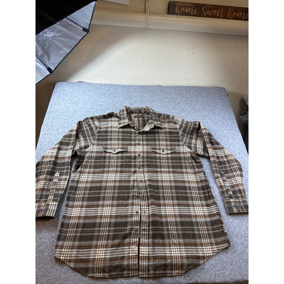 Mens OAK HILL 3XL Brown Flannel Long Sleeve Button Up Shirt 3XL - Picture 1 of 6